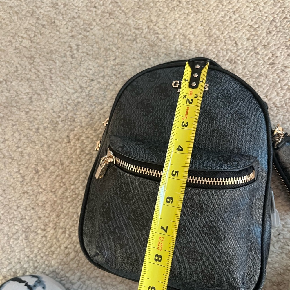 Guess Black Textured Backpack with Pouch - Picture 3 of 5